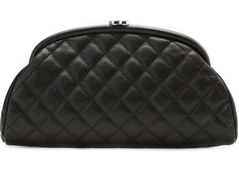 Chanel Timeless Clutch Quilted Caviar Silver